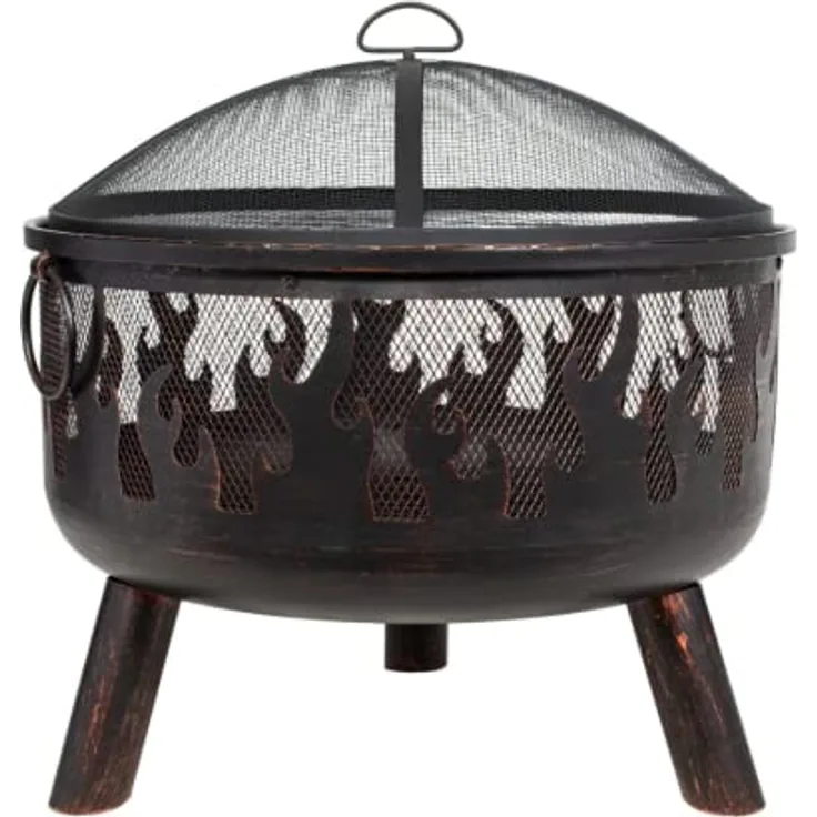 La Hacienda Wildfire Ø 61 cm - Feuerschalen für den Garten - Feuerstelle Outdoor & Feuertonne - Feuerschale mit Opt. Grillrost aus hochwertigem Cortenstahl - Feuerkorb für den Garten - 61x61x61 cm