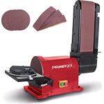 Practixx Band- und Tellerschleifer PX-BTS-450 Bandschleifer | 450W Leistung | 2980 min-1 | 150mm Ø Schleifteller | Bandlänge 915mm | mit Aluminium-Tisch & Queranschlag