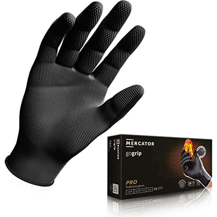 MERCATOR MEDICAL GoGRIP+ Nitrilhandschuhe, puderfrei, latexfrei, diamanttexturiert, unisex – Bild 1