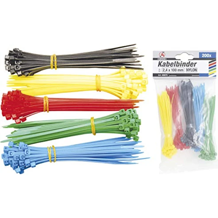 BGS Diy 80875 | Kabelbinder-Sortiment | 200-tlg. | farbig | 2,4 x 100 mm | Set | Nylon – Bild 4