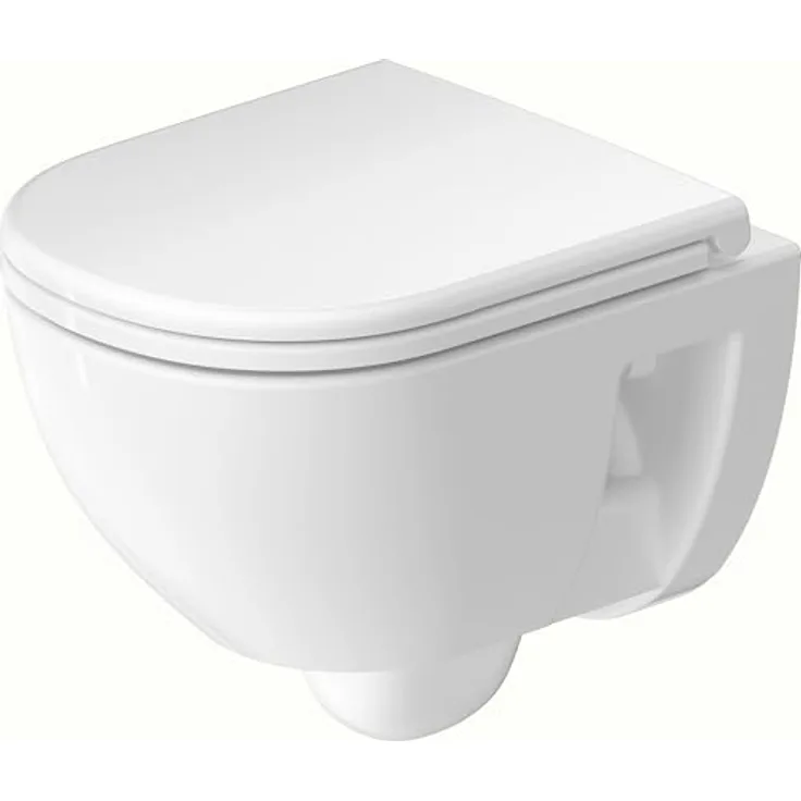 Duravit D-Code Wand-WC Compact, Tiefspüler, rimless, 370x480x360mm, Weiß Hochglanz