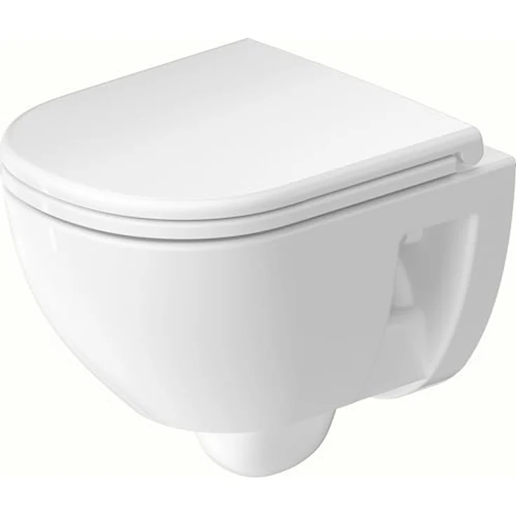 Duravit D-Code Wand-WC Compact, Tiefspüler, rimless, 370x480x360mm, Weiß Hochglanz – Bild 1