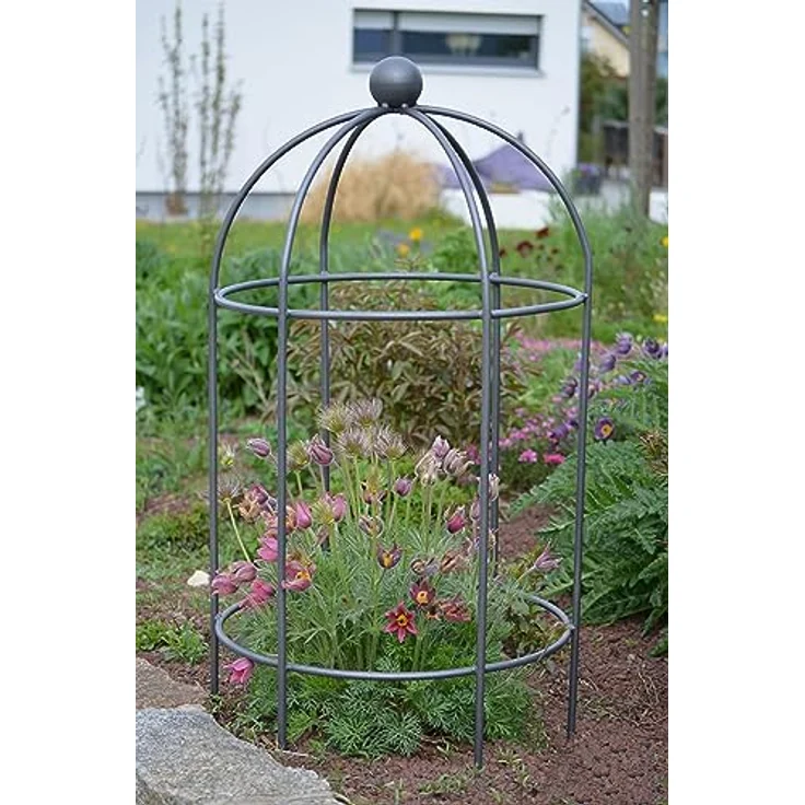 ELEO Pflanzenstütze Arezzo anthrazit schwarz - 85x50 cm Rankobelisk klein aus Metall für draußen wetterfest pulverbeschichtet - massiv stabil für den Garten – Bild 5