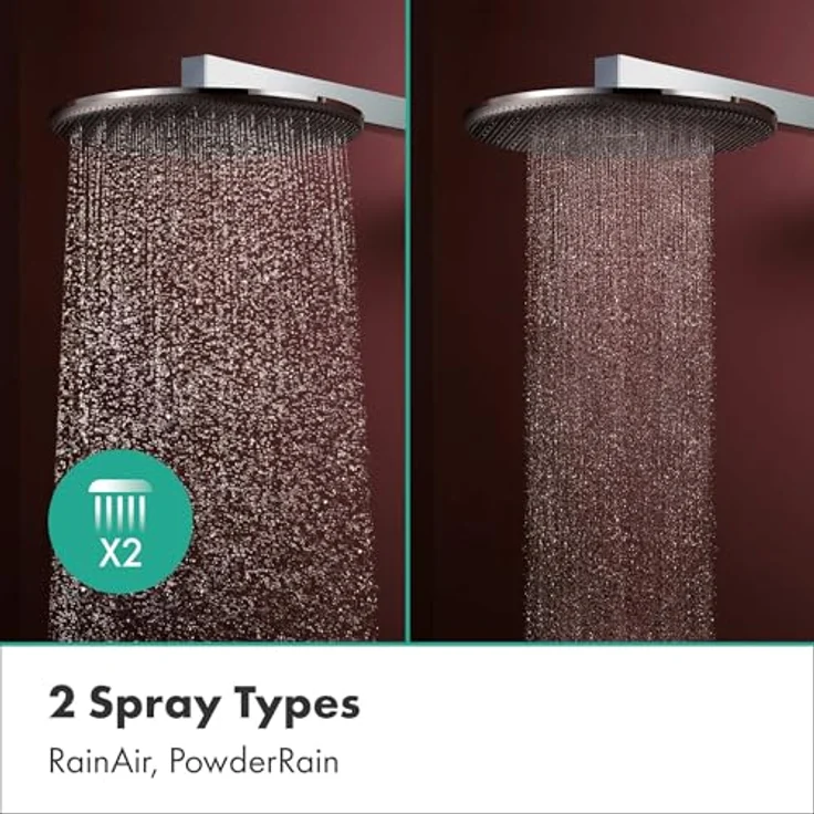 hansgrohe Raindance Alive S, Duschbrause mit 300 mm Regendusche, Anti-Kalk-Funktion und 2 Strahlarten, glänzendes Chrom und grafitfarbene Strahlplatte, für Wandmontage, 10.10 l/min – Bild 3