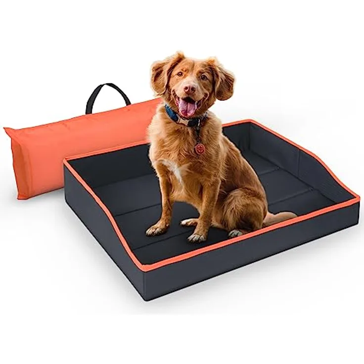 Bestlivings Faltbares Haustierbett für Kleine Hunde und Katzen - Orange - (60cm x 43cm) Reisebett - tragbares Hundebett mit stabilem Rahmen
