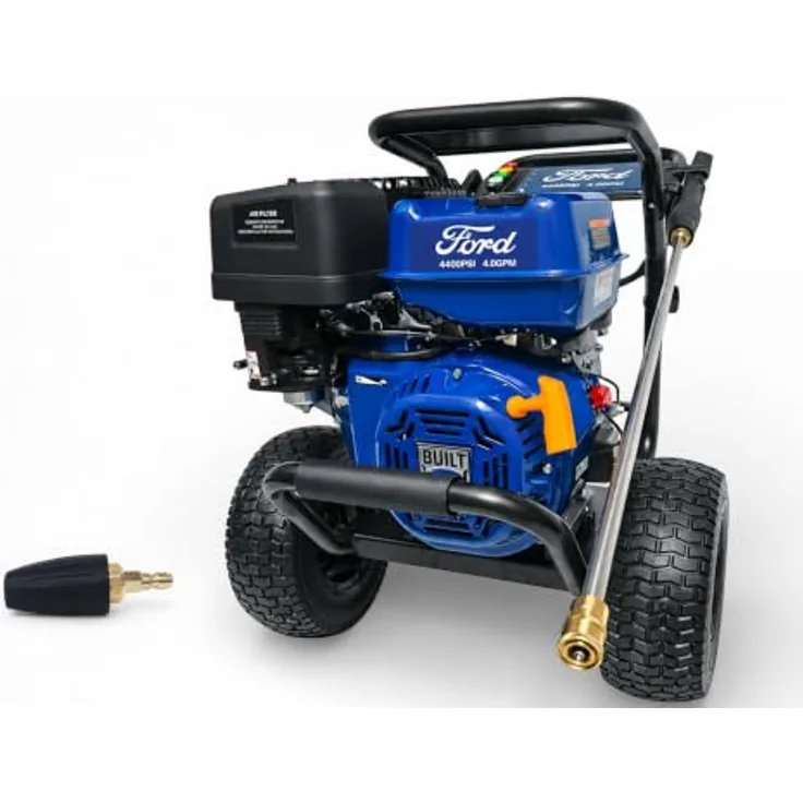 DeTec Hochdruckreiniger Ford Benzin 13 PS, 303 bar, 420 cm³ Annovi Reverberi Pumpe + Dreckfräse, 15 m Schlauch