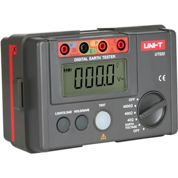 Uni-T UT522 Digitaler Erdungstester, Erdungs-Widerstandsprüfer (CAT III 600V) mit LCD-Hintergrundbeleuchtung und Daten-Hold-Funktion – Bild 5