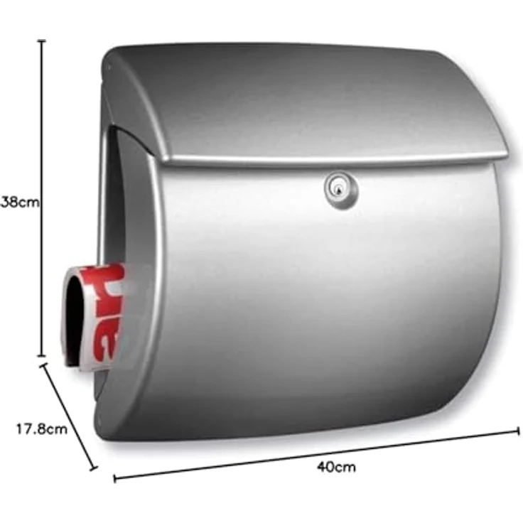 BURG-WÄCHTER, Briefkasten, Edles Design, A4 Einwurf-Format, Innenbeleuchtung, Kunststoff, Kiel 886 Si, Silber – Bild 3