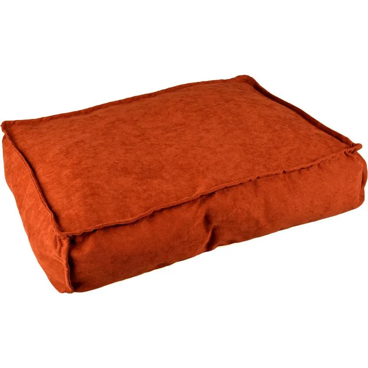 DUVO+ Tierkissen rechteckig Velvet Copper, Hundekissen in rot/weiß mit rutschfestem Boden und recycelter Füllung