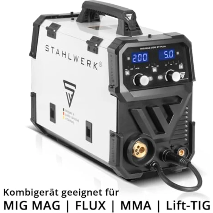 STAHLWERK Schutzgasschweißgerät Schweißgerät MIG MAG 200 ST PLUS, IGBT Inverter mit 200 A synergischem Drahtvorschub, blau – Bild 2