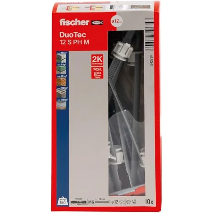 fischer DUOTEC 12 S PH, Kippdübel mit Panheadschraube, 2-Komponenten-Dübel, Hohlraumdübel zur Befestigung in Gipskarton-, Gipsfaser-, Holz- & Stahlplatten uvm., 10 Dübel + 10 Schrauben - Preisvergleich – Bild 2