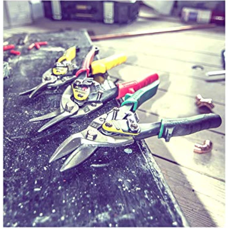 Stanley Blechschere Maxsteel (rechts, 250 mm Länge, Bi-Material Kunststoffhandgriff, chromveredelt, Einhandbedienung) grün, 2-14-564 – Bild 6