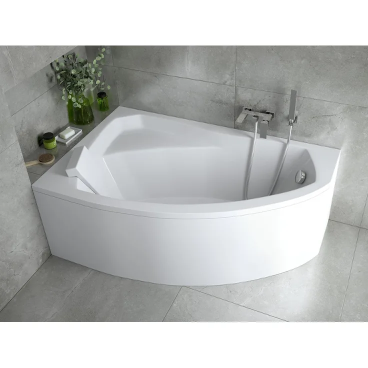 KOLMAN Eckbadewanne Rima 130x85, schneeweiß, inkl. Ablaufgarnitur & Füße GRATIS, rutschfeste Oberfläche, antibakteriell