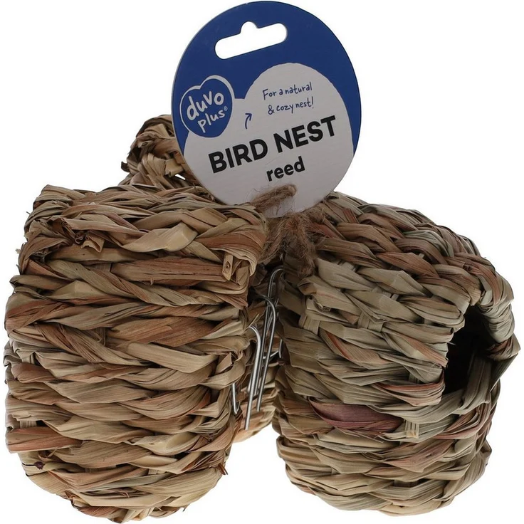 DUVO+ Schilfnest Nistkasten für Vögel mit Aufhängehaken, 100 % natürlich