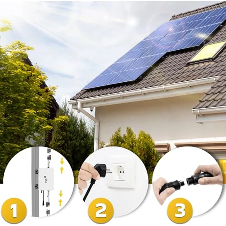 SUNNIVA® 1300W Balkonkraftwerk 800W, Bifaziale Glas-Glas Solarmodule, FOX ESS Wechselrichter, Schwarz, 5m Kabel – Bild 3