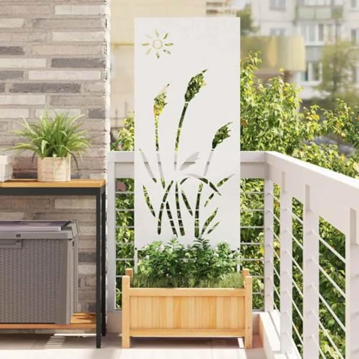 vidaXL Gartenpartition Sichtschutz - Moderner Sichtschutz-Bildschirm aus robustem Stahl mit dekorativen Intarsien für Gärten und Terrassen – Bild 2