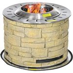 Outsunny Feuerschale, Feuerstelle, Holz brennender Feuerkorb Tischfeuer mit Bodenschutzmatte für Garten, Camping, Terrasse, Stahl, MgO, Gelb, rauchfreies Feuergenuss, sekundäres Verbrennungsverfahren