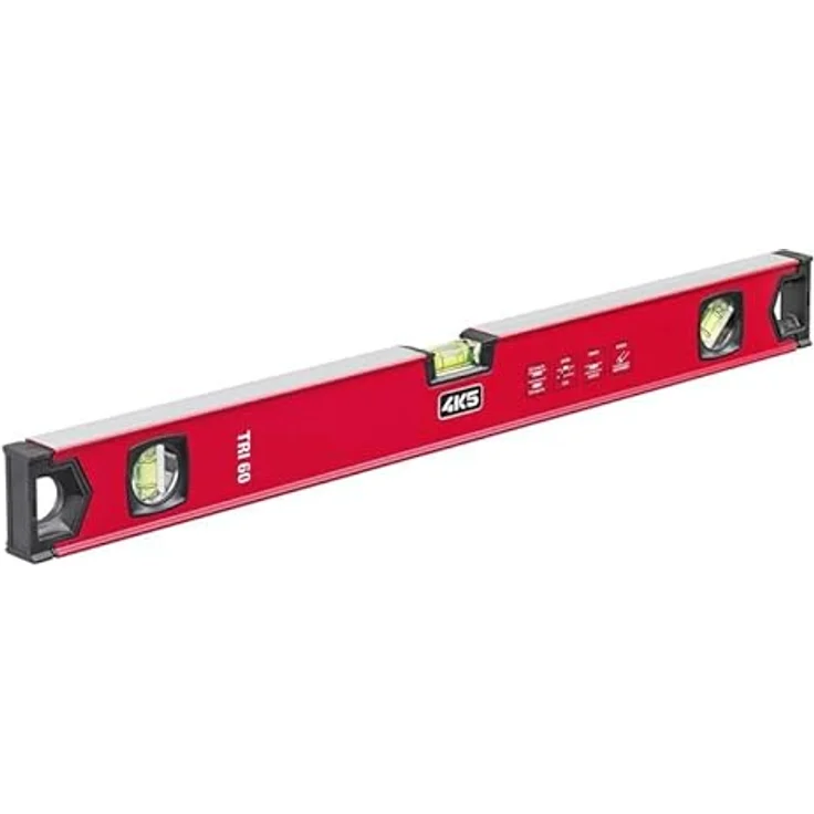 4K5 Tools Rechteckprofil Wasserwaage TRI (Länge 80 cm, Horizontal-, Vertikal- und 45°-Libelle, Endkappen stoßgedämpft / gummiert, Aluminiumprofil) – Bild 2