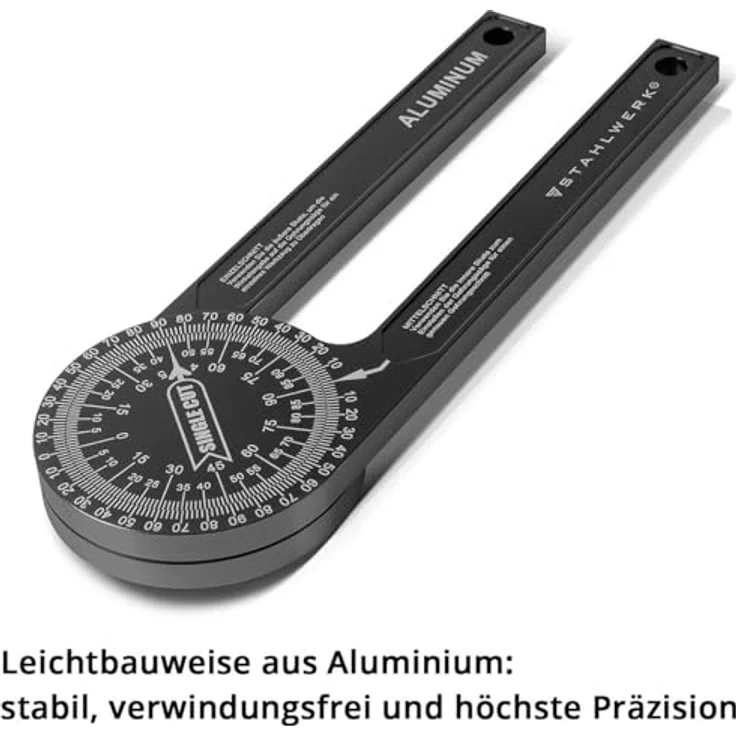STAHLWERK Winkelmesser 360° Grad aus Aluminium, L:22,5 cm, präzises Messwerkzeug für Gehrungsschnitte – Bild 4