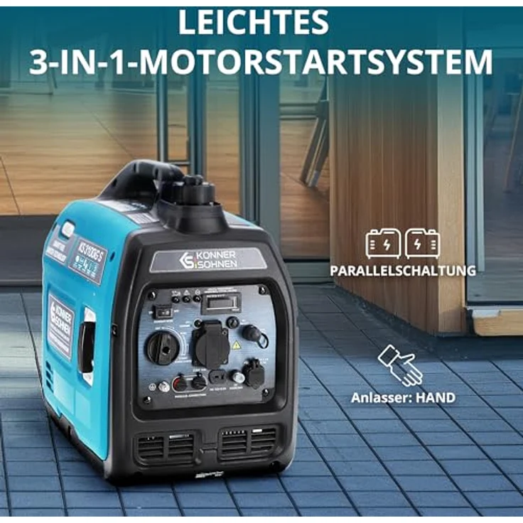 Könner & Söhnen LPG/Benzin-Inverter-Generator KS 3100iG S, 3100 W Höchstleistung, schallgedämmtes Gehäuse, 2 USB-Anschlüsse, ECO-Modus, Kupferwicklungen – Bild 5