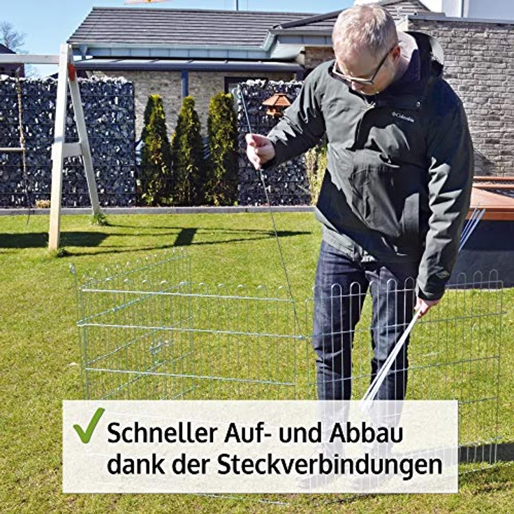 Zooprinz Freigehege „Summer“ mit Bodenschutz, faltbares Gittergehege für Hasen und Welpen, Stecksystem, einfacher Aufbau, Größe S (60x60 cm) – Bild 7