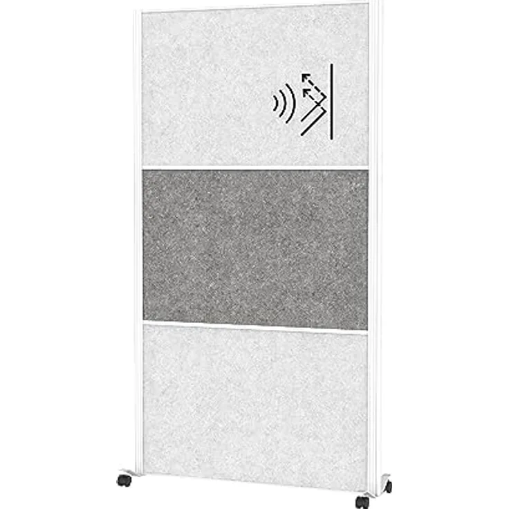 MAUL Trennwand Akustik MAULconnecto 180x100cm | Raumteiler für Büro und Schreibtisch | Freistehender Raumtrenner mit Rollen | Ideal als Sichtschutz und Schallschutz |Allergikerfreundliches Vlies