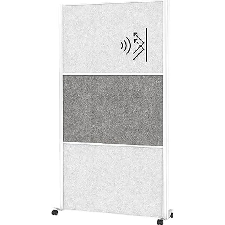MAUL Trennwand Akustik MAULconnecto 180x100cm | Raumteiler für Büro und Schreibtisch | Freistehender Raumtrenner mit Rollen | Ideal als Sichtschutz und Schallschutz |Allergikerfreundliches Vlies – Bild 1