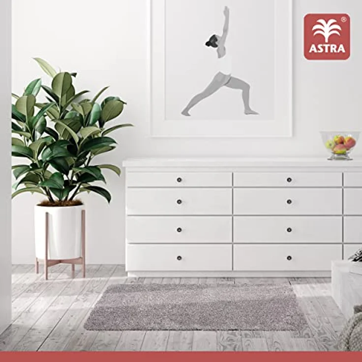 ASTRA waschbarer Fußabstreifer Baumwolle – saugstarke Fußmatte Entra – rutschfeste Matten – (75 x 130 cm – grau) – Bild 2