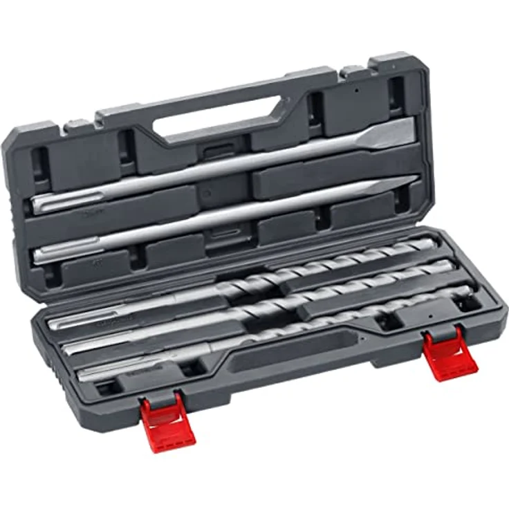 kwb SDS-Max Hammerbohrer und Meißel-Set für Bohrhammer, 5-teiliger Stein- u. Beton-Meissel/Bohrer Satz im Kunstoff-Koffer – Bild 1