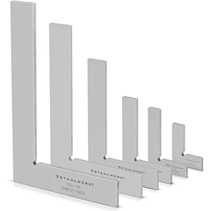 Stahlwerk Flachwinkel 90° Set 6-teilig DIN 875/1, rostfreier Edelstahl, präzise Messung, für Stahl- und Metallbau – Bild 1