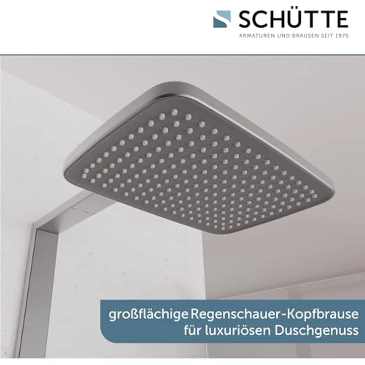 Schütte Duschsystem HAWAII Überkopfbrause-Set, 115 cm, 3 Strahlarten, mit Thermostatarmatur und Glasablage, Komplett-Set inkl. Montagematerial – Bild 4