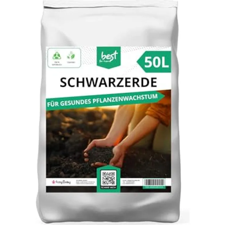 Best for Home Bio-Erde Bio-Blumenerde, torffrei, nährstoffreich für Zimmer- & Balkonpflanzen, Schwarzerde, 20L & 50L