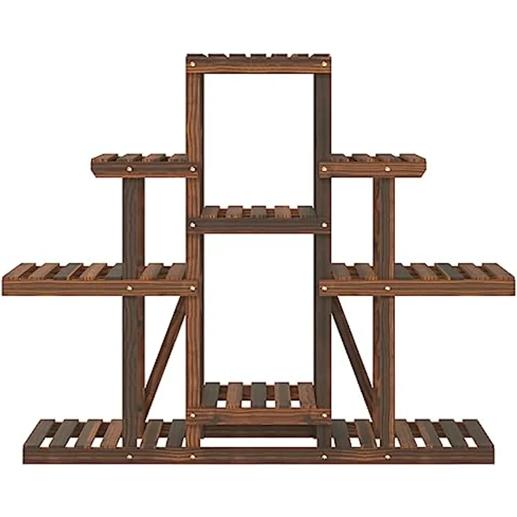 vidaXL Blumenständer, Pflanzständer 110x25x96 cm Massivholz Tanne, Karbonisiertes Braun – Bild 5
