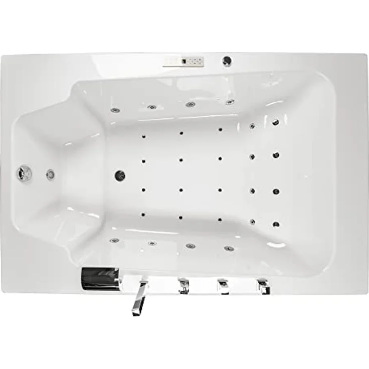 Basera® Whirlpool-Badewanne PREMIUM Indoor XXL Milos 190 x 120 cm, für 2 Pers., mit 28 Massagedüsen, Heizung, Ozongenerator, weiß – Bild 3