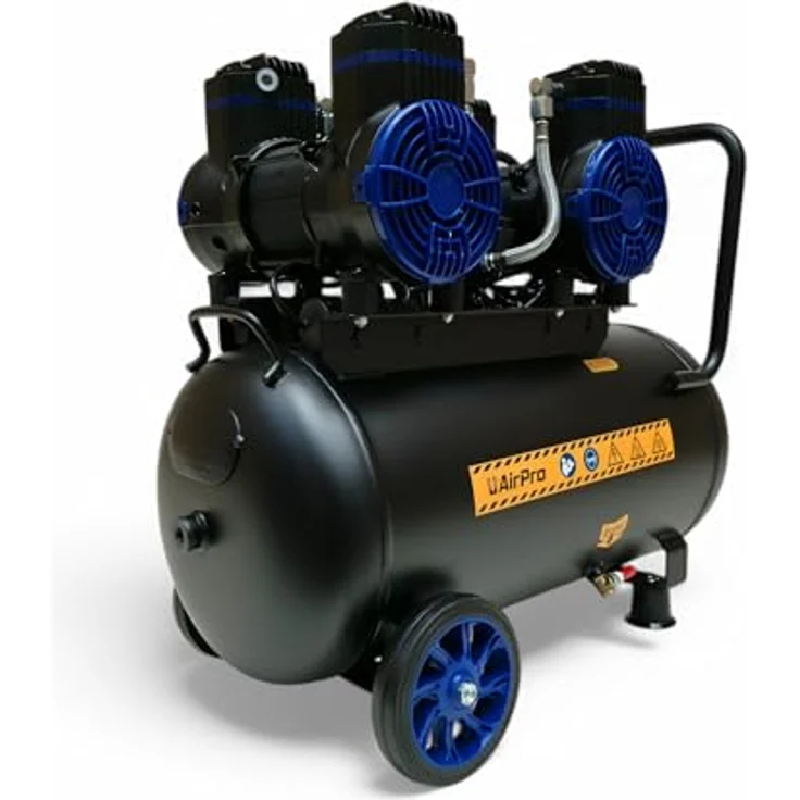 DeTec Flüsterkompressor Airpro, 40L Druckluftkompressor mit 8 bar und 410 L/min, geräuscharm und ölfrei – Bild 1