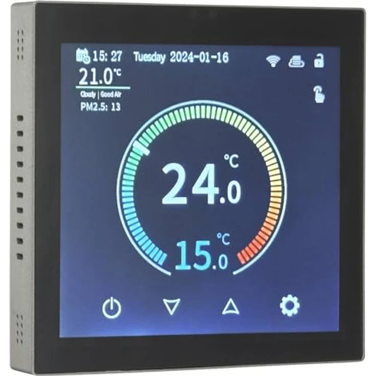 Sygonix SY-6052180, Funk-Raumthermostat Unterputz mit Hochauflösendem IPS-Touchscreen, App-Steuerung und Sicherheitssperre – Bild 2