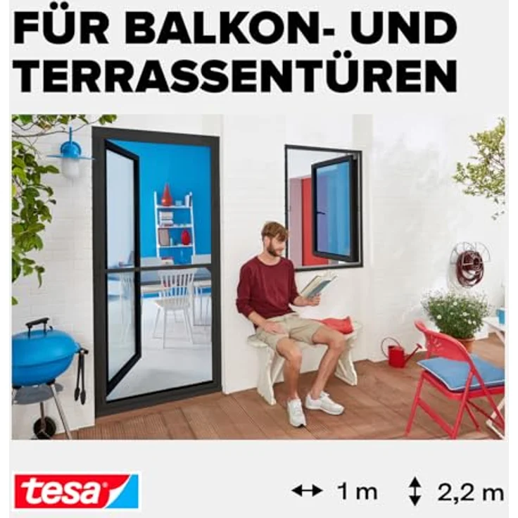 tesa Fliegengitter ALU COMFORT Türen, 1,00 m x 2,20 m – Bild 3