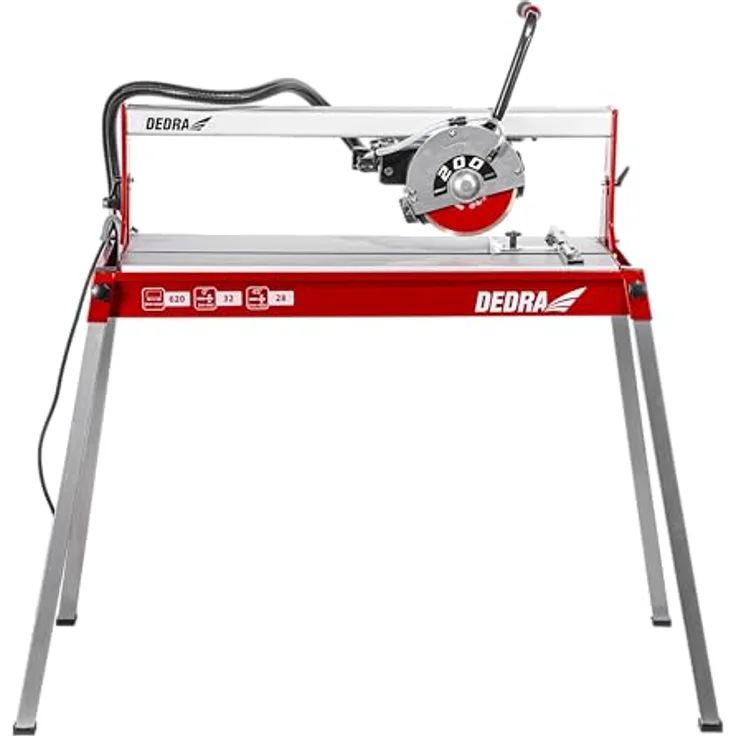 Dedra DED7815 Fliesenschneider, 800 W, Schnittlänge 620 mm, Nassschnitt mit Staubbindung, Tauchschnitt-Funktion, stabiler Arbeitstisch, 2990 U/Min