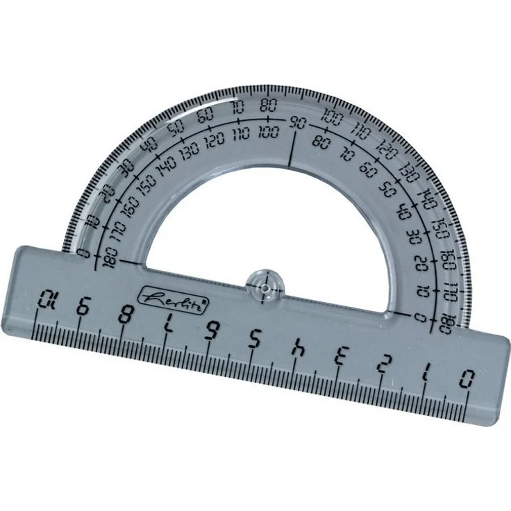 Herlitz Winkelmesser herlitz Halbkreis-Winkelmesser 180 Grad, transparent aus Kunststoff, Länge: 100 mm – Bild 1
