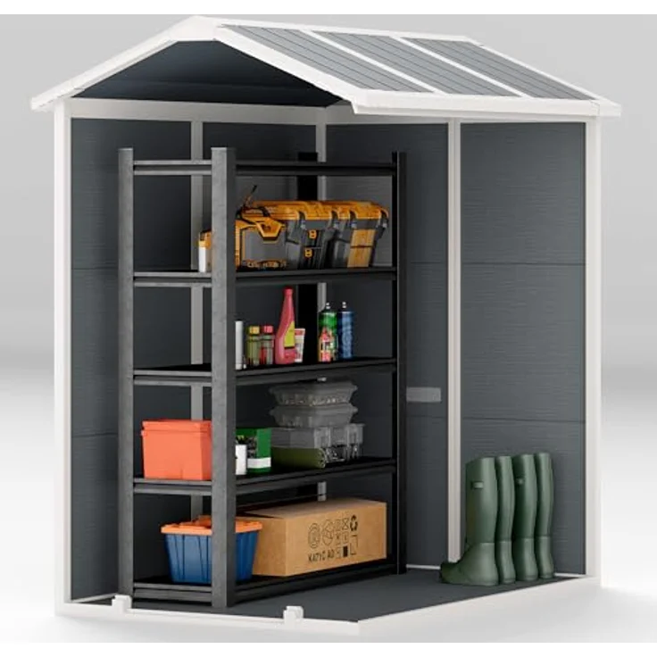 Outsunny Gerätehaus 2,1m², Wasserdichtes Gartenhaus mit Pultdach, Abschließbarer Tür und Aluminiumrahmen, Grau – Bild 9