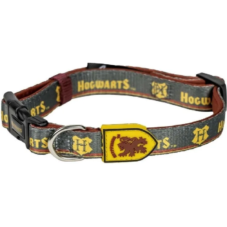 Cinereplicas Hunde-Halsband HARRY POTTER M/L, verstellbar, rot-schwarz, 100% Polyester, mit Clip-Verschluss