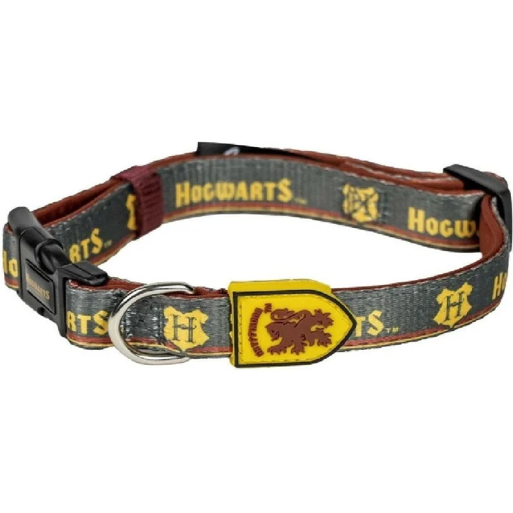 Cinereplicas Hunde-Halsband HARRY POTTER M/L, verstellbar, rot-schwarz, 100% Polyester, mit Clip-Verschluss