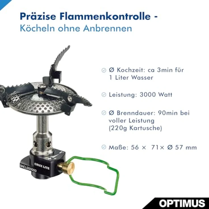 Optimus Crux Lite Solo, Campingkocher mit Terra Solo Kochset, 272 g, leicht und kompakt – Bild 3