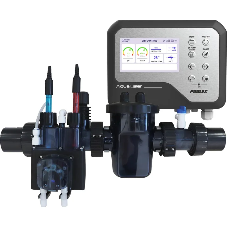 Star Pump Poolex Aqualyser Flex, Salzelektrolyse- und pH-Dosieranlage für Pools bis 80 m³, automatisierte Chlorproduktion bis 20 g/h, App-gesteuerte Wartung