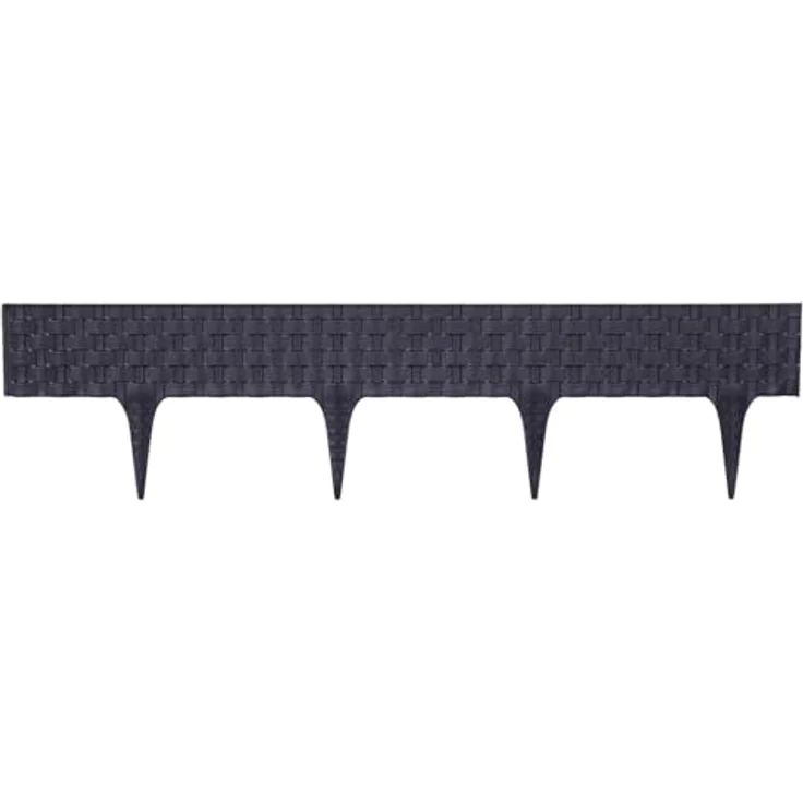 BooGardi Rasenkante Kunststoff Rattanoptik 4 Farben 80cm x 9,5cm 5er/10er/20er Set · Anthrazit 10er Set · Flexible Beeteinfassung · Beetumrandung Garten · Mähkante Raseneinfassung – Bild 2