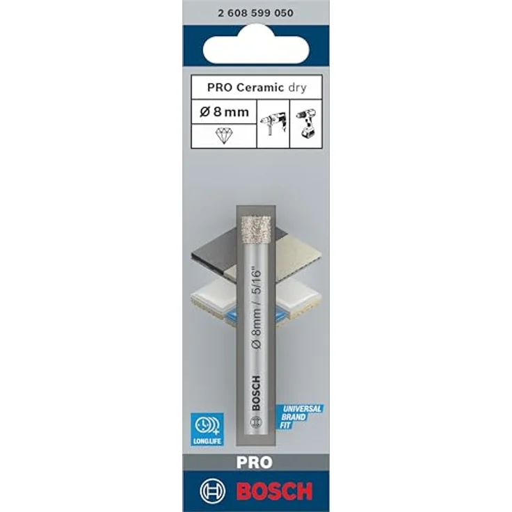 Bosch Diamantbohrer Expert for Ceramic, 8 mm, für harte und weiche Keramikfliesen, mit Kühlwachs – Bild 3