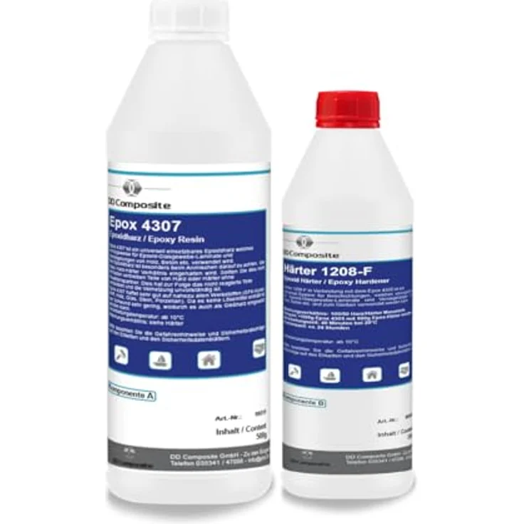 DD Composite Epox 4307 + Härter 1208-F, Universal-Epoxidharz-System für Beschichtungen und Fasertränkung, 500g + 250g – Bild 1