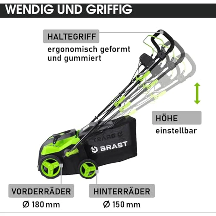 BRAST Vertikutierer Elektro Rasenlüfter 1800 Watt 40cm Arbeitsbreite Kombi Gerät Moosentferner – Bild 5