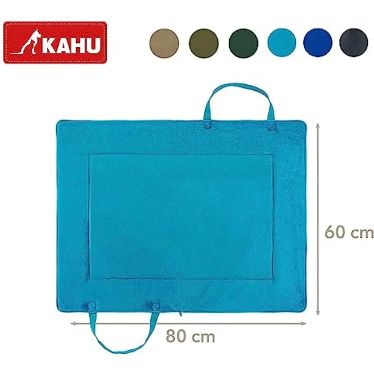 KAHU Faltbare Hundedecke für unterwegs (60 x 80 cm) • Hunde Reisedecke als praktische Tragetasche • Hundedecke zum Mitnehmen • Liegekissen Hund • Hundematte waschbar • Farbe: Türkis – Bild 3