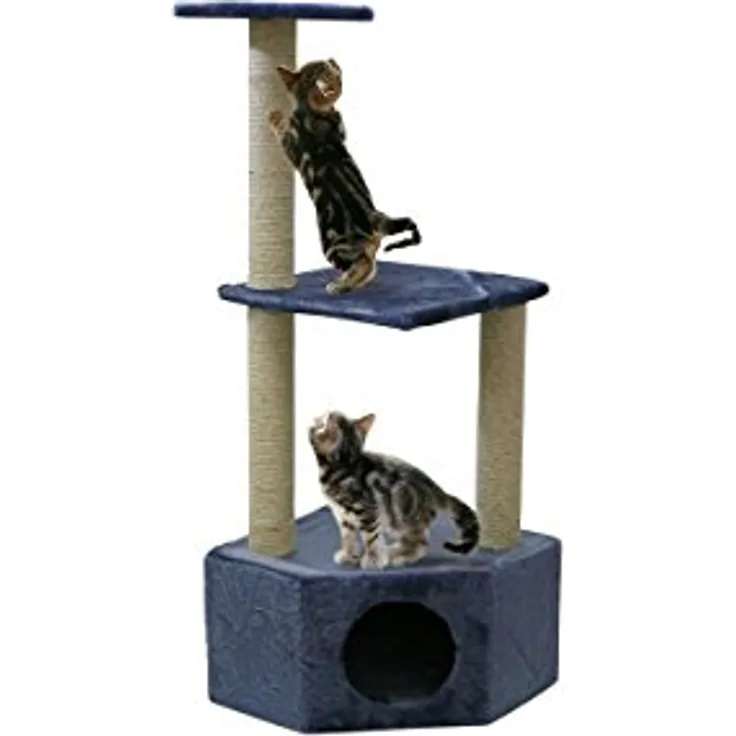 Silvio Design Katzen-Kratzboy blau, ca. 52x52x108 cm